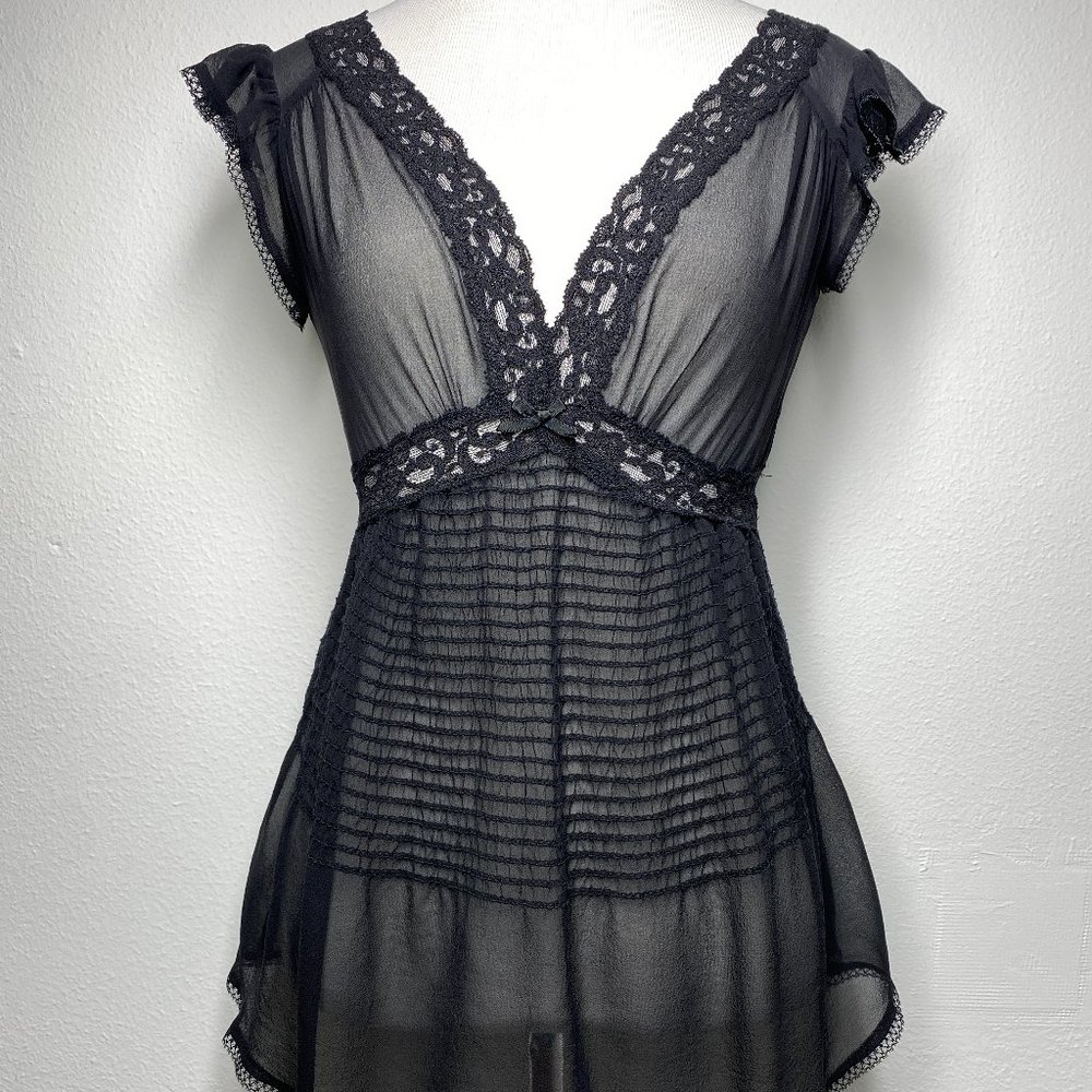 90's Vintage Betsey Johnson Sheer Romantic Blouse P